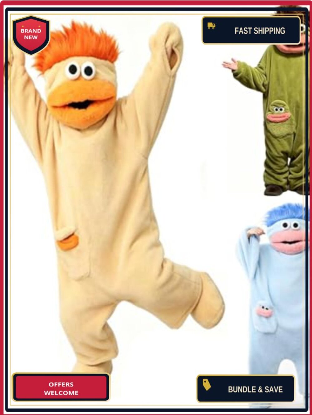 Adult Big Mouth Monster Onesie Costume Plush Coral Fleece Hooded Pajamas